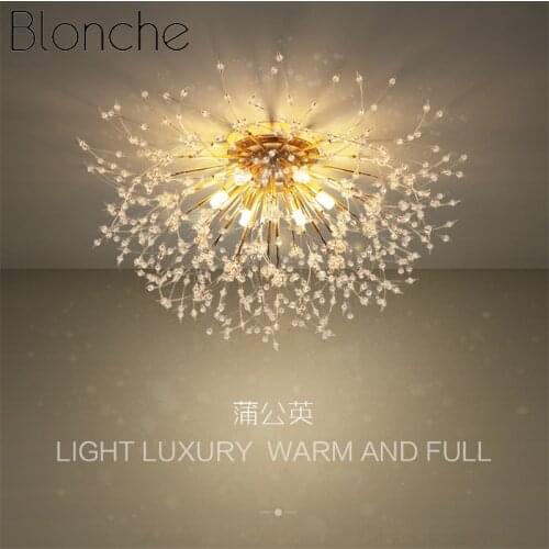 Modern Living Room Bedroom Romantic Crystal Lamps Creative Ceiling Light Fixtures for Home Nordic Led Dandelion Ceiling Lamps