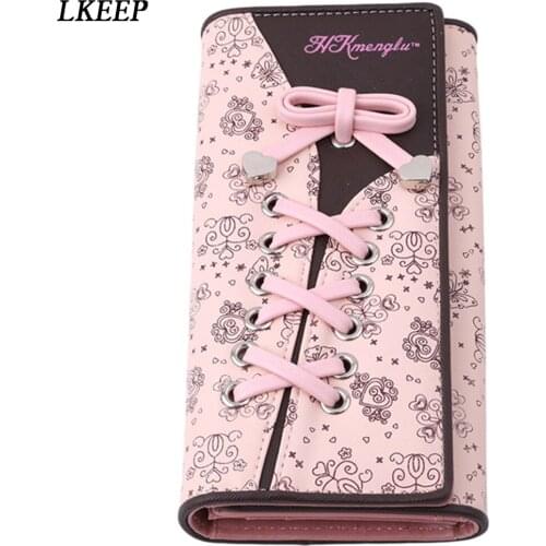 Shoelace Style Pocket Long Wallet PU Leather Multi-functional Wallet Women Coin Purse Card Holders Clutch Female Wallets Purse