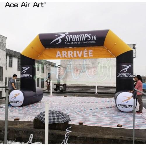 High quality inflatable sport arch with running man and removable banner for race event