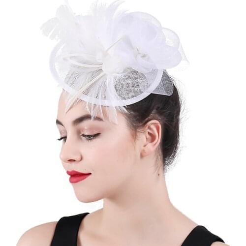 Party Headwear Women Vintage Fascinators Veil Hats Linen Pillbox Hats 2020 New Fancy Feather Ladies Church Cocktail Headpieces
