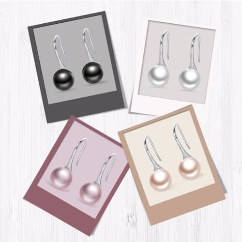 WOSTU 100% Real 925 Sterling Silver Trendy Elegant Pink Simulated Pearl Drop Earrings For Women Jewelry Dropshiping CQE145