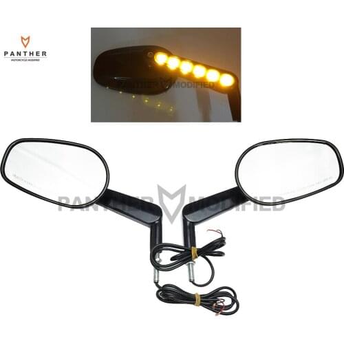 1 Pair Black Motorcycle Mirror Muscle LED Turn Signals Light Moto Rear side View mirrors case for Harley V-ROD V ROD VRSCF