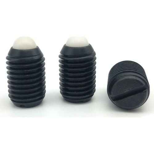 2pcs M16 nylon bead positioning screw one word polyacetal ball head head spring plunger bolts black color bolt 24mm-40mm long