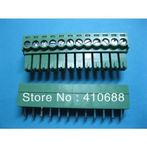 300 Pcs Per Lot 3.81mm 12 way/pin Screw Terminal Block Connector Green Pluggable Type High Quality HOT SALE