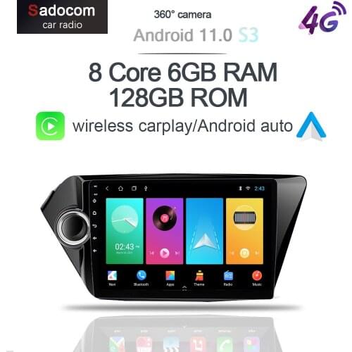 360 Panoramic IPS Carplay 6GB+128GB Android 10.0 Car DVD Player GPS WIFI Bluetooth RDS Radio For KIA K2 RIO 3 2011-2014 2015