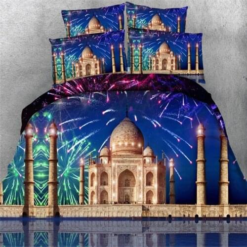 4pcs scenic fireworks castle/star castle/balloon lighthouse 3d bedding set twin/full/queen/king/super king size free shipping
