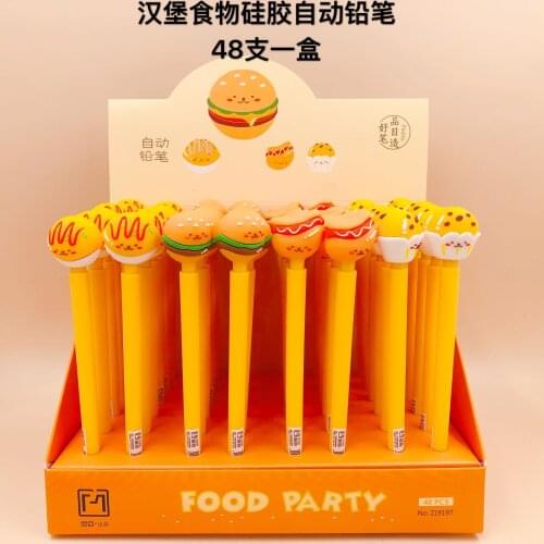 48pcs/1 lot Kawaii Burger food Mechanical Pencils School Office Supply Student Stationery Kids Gift Automatic Pencil
