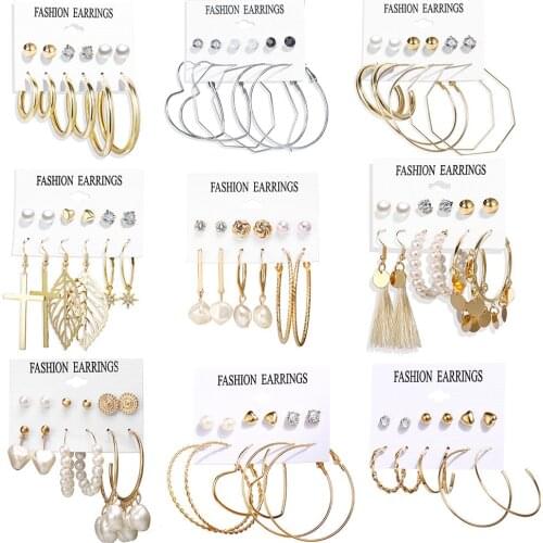 6 Pairs/set Vintage Fashion Resin Alloy Earrings Set for Women Bohemian Style New Design Shell Tassel Pearl Beach Jewelry Gift