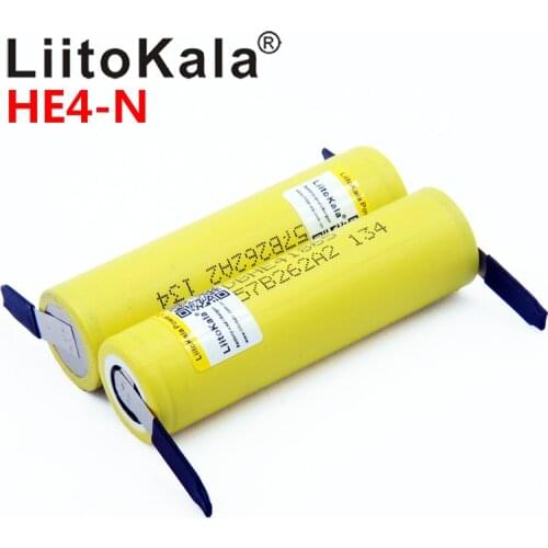 LiitoKala 100% Original 18650 he4 3.6V Battery 2500mAh 20A 35A high drain HE4 18650 battery power tools +DIY Nickel