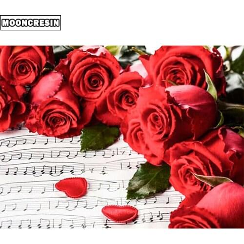 Full 5D Diy Diamond Painting Cross Stitch Flowers Red Rose Diamond Mosaic Painting Rhinestone Decoration Home Embroidery Diamond