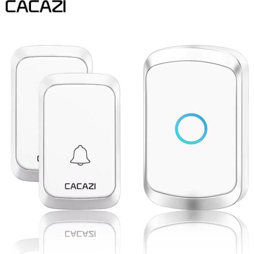 CACAZI Waterproof Wireless Doorbell 300M Remote 60 Chimes 5 Volume 0-110DB Home Welcome Door Ring Bell US EU UK Plug