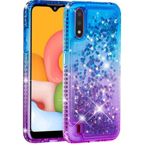 For Samsung Galaxy A21 A01 A40s A20s A10s A40 A30 A20 A20e A10e Gradient Glitter Quicksand Transparent Case Diamond Phone Cover