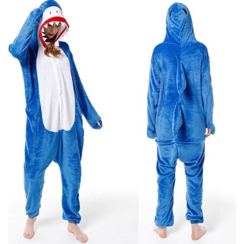 Shark Unisex Adult One-Piece Pajamas Cosplay Cartoon Onesies Kids Flannel Animal Sleepwear Pyjamas Christmas Halloween Costume