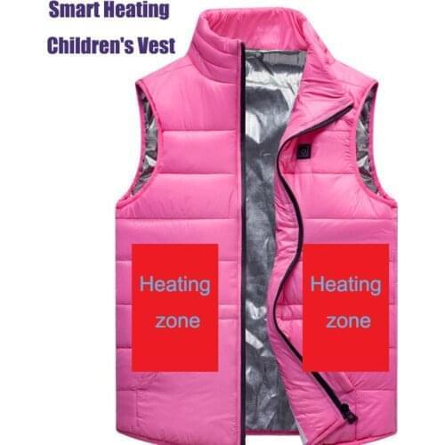Childrens Heated Vest Usb Heating Jacket Keep Warm Jacket For Children Heated Cotton Vest Outdoor Wear Heated Coat Pink&Black