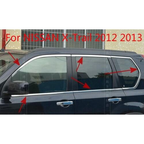 For Nissan X-trail 5dr 2012 2013 High Quality Stainless Steel Car Window Trim Strip (10pcs) Car-styling Car Covers