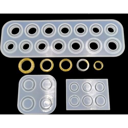 Handmade Rings Shape Transmittance Crystal Epoxy Mold Resin 4/6/8/14 Grid Silicone Moulds for DIY Jewelry Making Tools