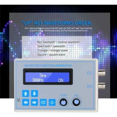 DC9V 1Hz-65534Hz DDS Function Signal Generator Sine Square Triangle Sawtooth Low Frequency LCD Display USB Cable