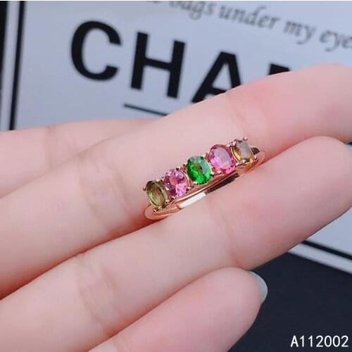 KJJEAXCMY fine jewelry natural Tourmaline 925 sterling silver new women gemstone ring support test lovely
