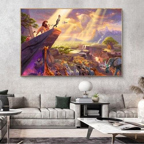 Disneys Classic Animated Film Canvas Painting Lion King Snow White Poster and Print Wall Art Pictures for Living Room Decor