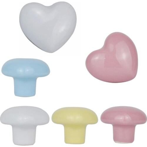Colorful Lovely Cartoon Heart Shape Ceramic Door Knob Cabinet Drawer Pull Handles