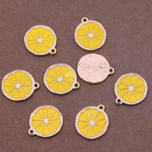 Hot sale 6PCS fruit pendant lemon pendant enamel oil drop pendant jewelry making decoration accessories
