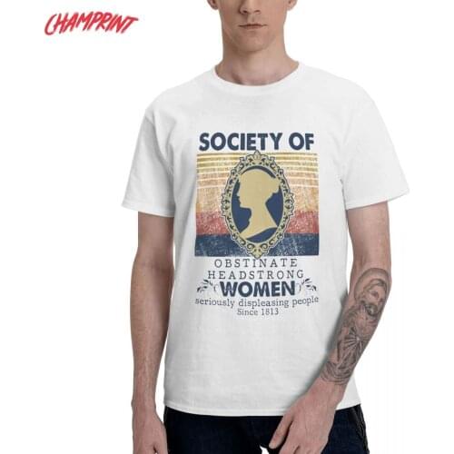 Mens Society Of Obstinate Headstrong Women Jane Austen T Shirt Pride and Prejudice Pure Cotton Tops Tee Shirt Party T-Shirt