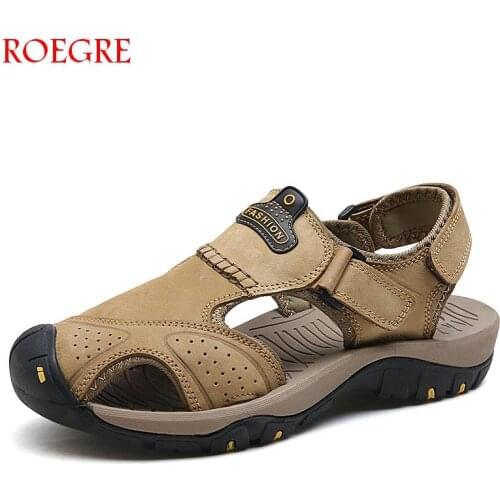 Men Big Size Sandals male Summer Genuine Leather Casual Shoes Man soft Roman Style Beach Sandals Brand Men Summer Men slippers