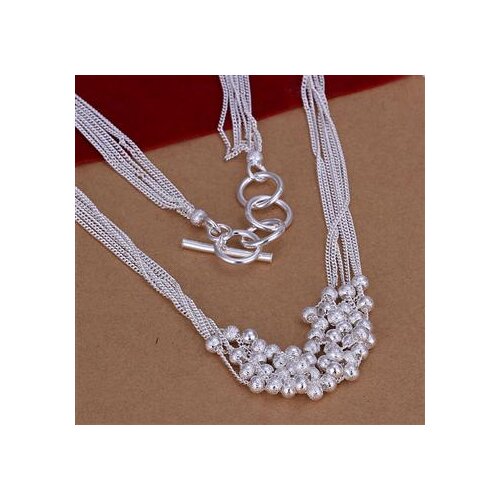 N925 Sterling Silver color Jewelry Multi Balls Necklace Free Shipping Brand New One Pcs RM204