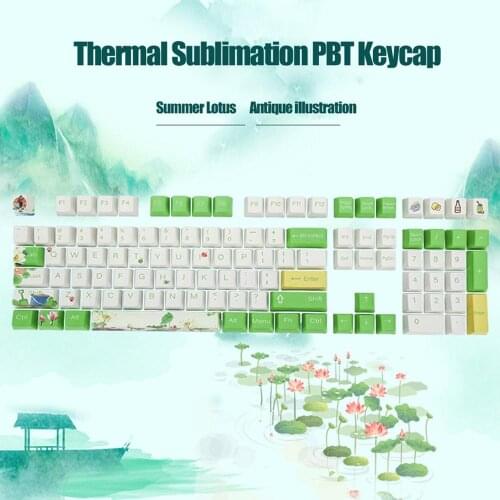Brand New 108 keys PBT Keycaps Lettering Keys OEM Injection Key Cap Summer Lotus Mechanical Keyboard Key Cap Switches