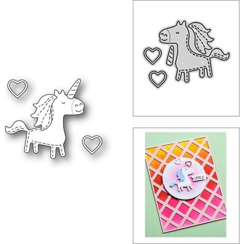 New 2021 Stitched Pure Unicorn Heart Metal Cutting Dies for DIY Scrapbooking and Card Making Decorative Embossing Craft No Stamp
