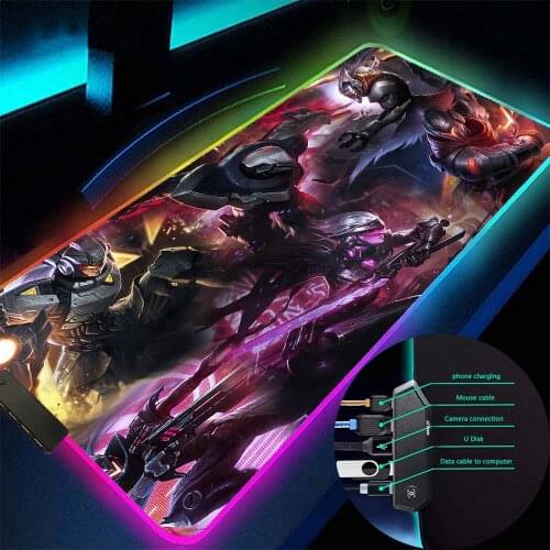 PC Gamers Anime Keyboard and Mouse Pad Rgb with USB Hub 4 Port Mouse Laptop League of Legends Anime Carpet Stitching Table Mat