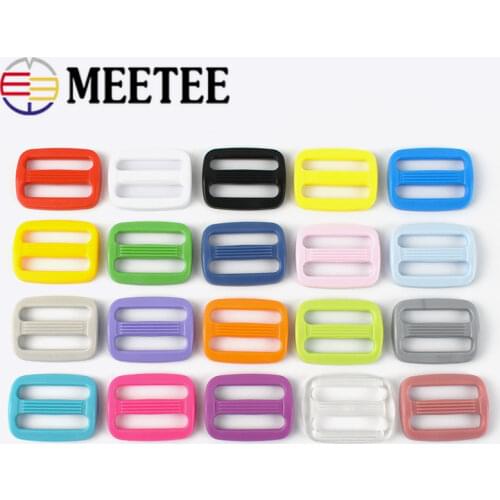 50pcs Meetee 20/25mm Color Plastic Slider Tri-Glide Adjustable Buckles for Webbing Luggage Shoes Clothes Straps Accessories
