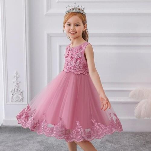 Flowers Bridesmaid Gown Girl Party Dress Kids Dresses For Girls Clothes Children Flower Princess Dress Elegant Wedding Dress