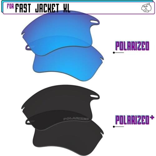EZReplace Polarized Replacement Lenses for - Oakley Fast Jacket XL Sunglasses - Black P Plus-Blue P