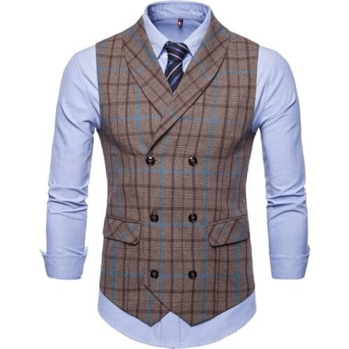 Vests Casual Double Breasted Turndown Collar Waistcoat M-4XL Male Formal Blazer Vests