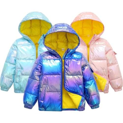 Fashion Down Coats For Boys Winter Jacket Kids Down Cotton Coat Waterproof Pink Solid Color Hooded Girls Comfortable Clothes