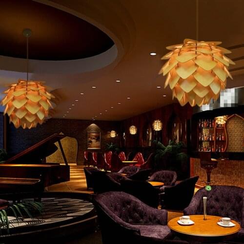 Nordic Wood Pinecone Lampshade Pendant Chandelier Lighting Shades Restaurant Bar Hotel Lighting Decorative Lamp Shade