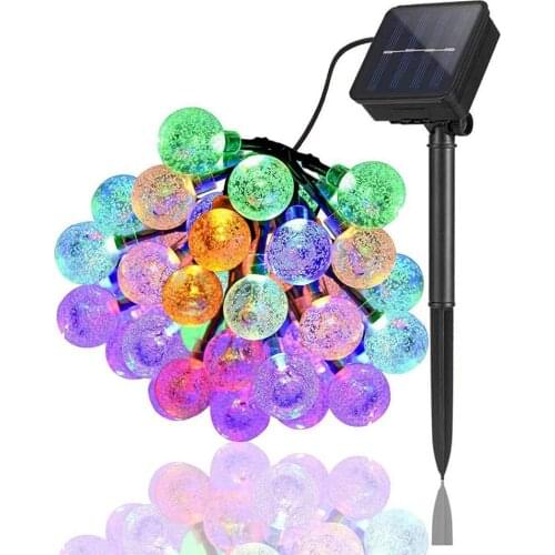 Outdoor Solar String Light Garland 30LED Fairy String Lights Bubble Crystal Ball Lights Decorative Lighting for Indo or Garden
