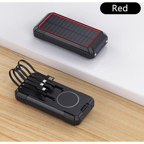 PD40W Fast Charge Solar Power Bank 40800mAh 15W Qi Wireles Charger For Samsung S21 S20 iPhone 12 Xiaomi Poverbank Built in Cable