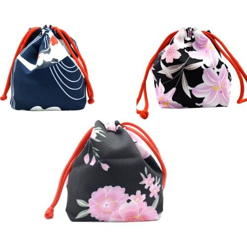 Japanese Drawstring Bag Travel Cosmetic Jewelry Coin Purse Home Office School Lunch Handbag Totes Sundry Phone Pouch Organizer