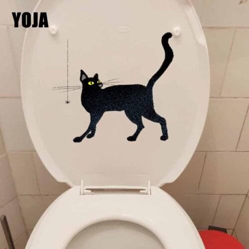 YOJA 23.2X21.2CM Cartoon Wall Sticker Kids BedRoom Home Decor Toilet Decal Halloween Creative Black Cat Spider T5-1142