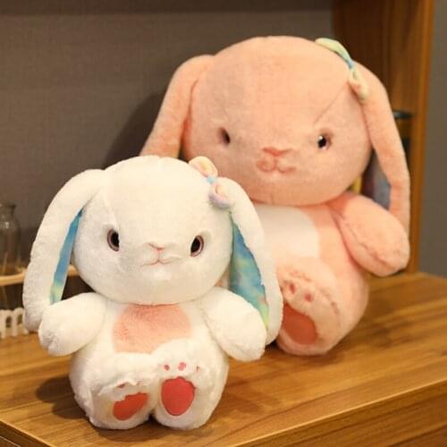 Zqswkl 30/40cm long eare cute rabbit doll bow small white soft pillow hugs stuffed plush toys for children girls christmas