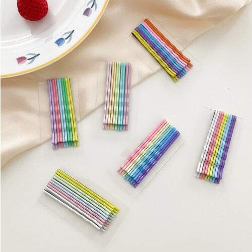 10Pcs Set Candy Colorful Wedding Alloy Bobby Pins Hair Clips Hairpins Barrette Hairpins Hair Accessories Side Wire Word Folder