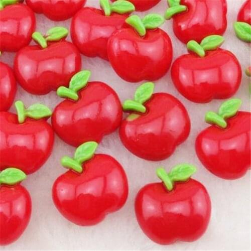 20pcs Resin Red Apple Flatback Button Craft Appliques For Christmas Eve