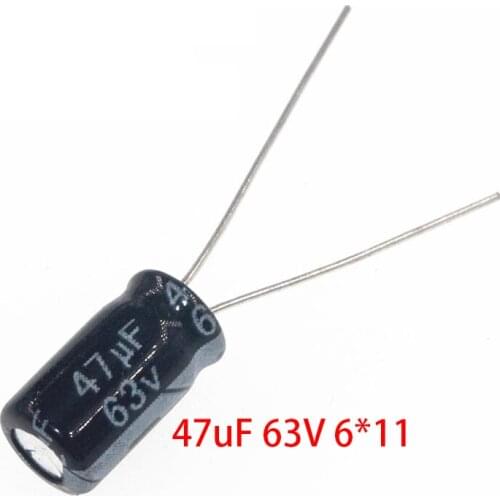 20PCS/LOT 63v 47uf 6x11mm Aluminum electrolytic capacitor 47uF 63V 6*11 Electrolytic Capacitor 63v 47uf