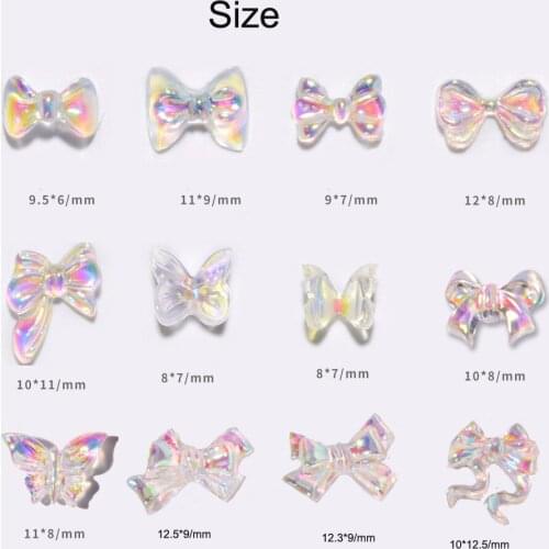 500pcs/lot Mirror Butterfly Crystal Charms -Aurora Bowed Gems ,Nail art 3D DIY tools ,Butterfly Rhinestones nail supplier