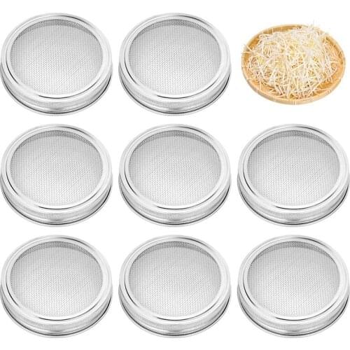 8 Pack Stainless Steel Sprouting Jar Lid Kit For Wide Mouth Mason Jars,Strainer Sn For Canning Jars And Seed Sprouting