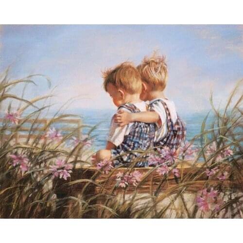 5D DIY Diamond Painting Round Diamond Embroidery Mosaic Portrait Seaside Kids Home Decoration