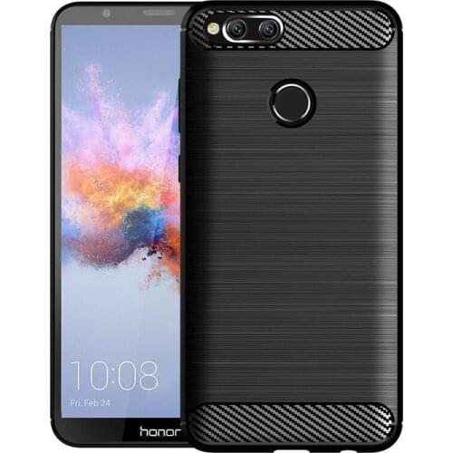 Shock Absorption Cover Soft TPU Anti Scratch Carbon Fiber Back Original Case for Huawei Honor 7X Cover Cases