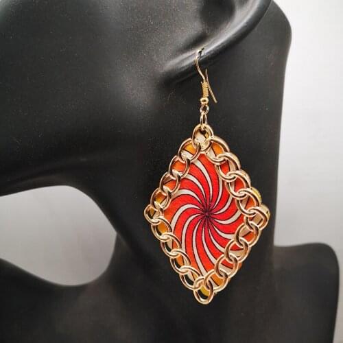 Free Shipping!Diamond Shape Gold wooden earrings can mixed colors